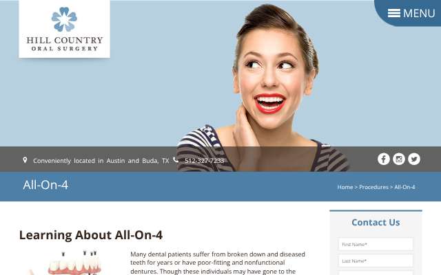 Hill Country Oral Surgery's page as the assistant saw it