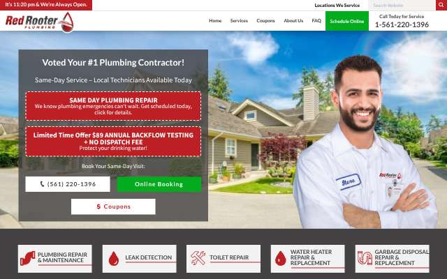 Red Rooter Plumbing's page as the assistant saw it
