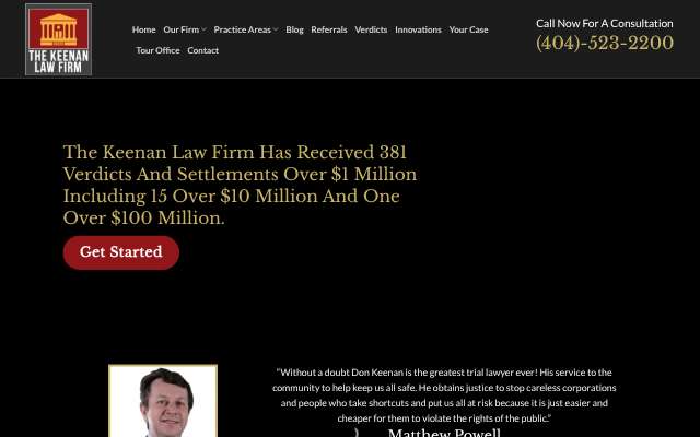 Keenan Law Firm's page as the assistant saw it