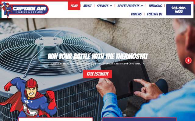 Captain Air Heating and Cooling's page as the assistant saw it