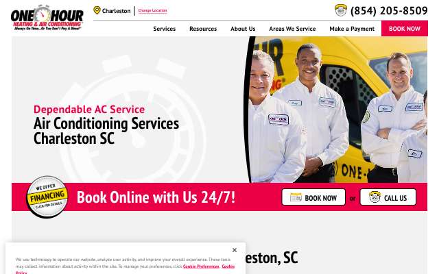One Hour Heating & Air Conditioning of Charleston's page as the assistant saw it