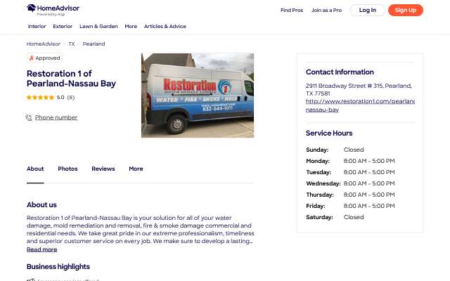 Page cited for Restoration 1 of Pearland-Nassau Bay
