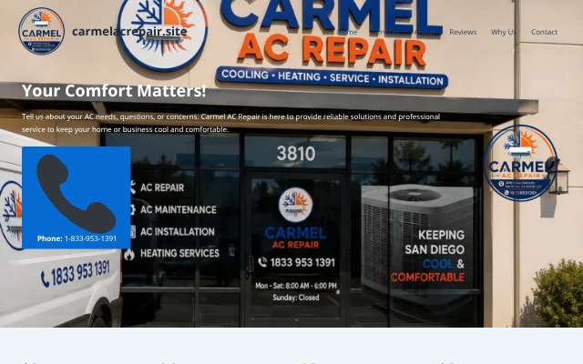 Carmel AC Repair's page as the assistant saw it