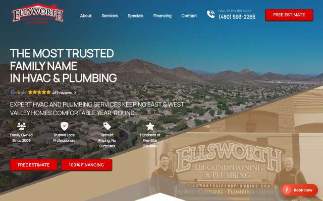 Ellsworth Air Conditioning and Home Services's page as the assistant saw it