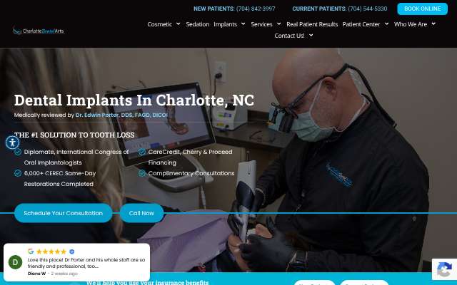 Charlotte Dental Arts's page as the assistant saw it