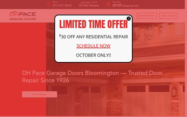 DH Pace Garage Doors of Central Illinois's page as the assistant saw it
