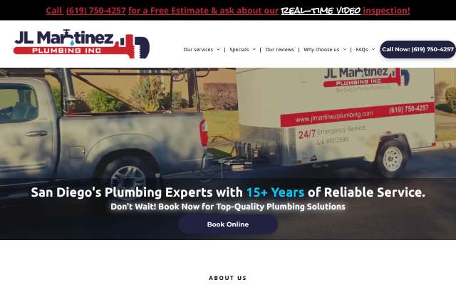 JL Martinez Plumbing Inc's page as the assistant saw it