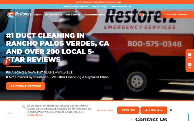 Restorerz Emergency Services's page as the assistant saw it