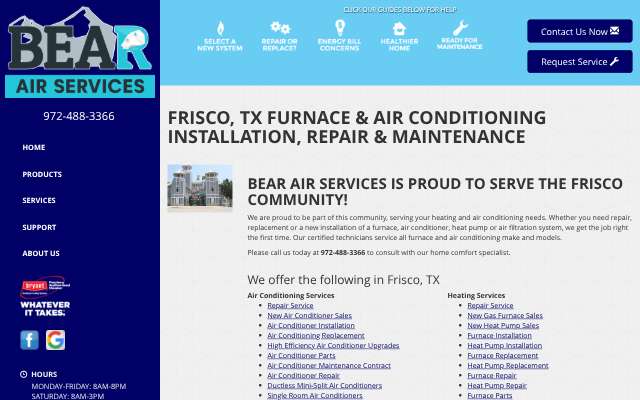 Bear Air Services's page as the assistant saw it