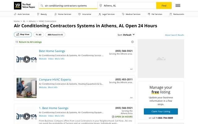 One Source Heating, Cooling, Electrical & Plumbing's page as the assistant saw it