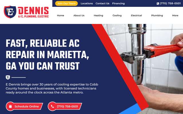 E Dennis Air Conditioning, Heating, Plumbing & Electrical's page as the assistant saw it