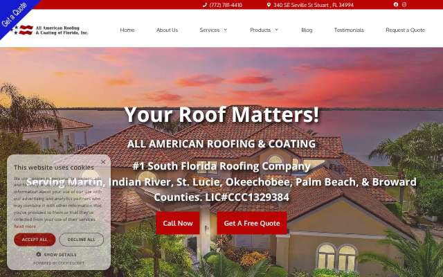 All American Roofing & Coating of Florida's page as the assistant saw it