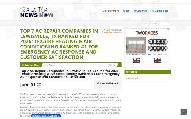 TexAire Heating & Air Conditioning's page as the assistant saw it