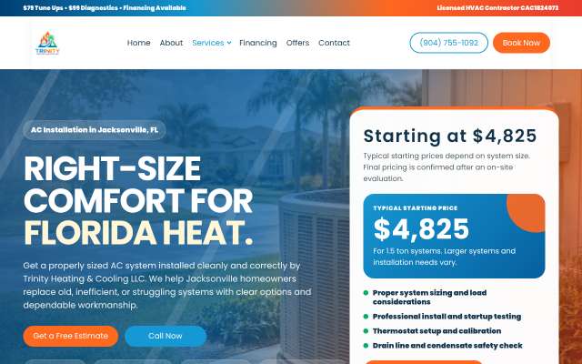 Trinity Heating & Cooling LLC's page as the assistant saw it