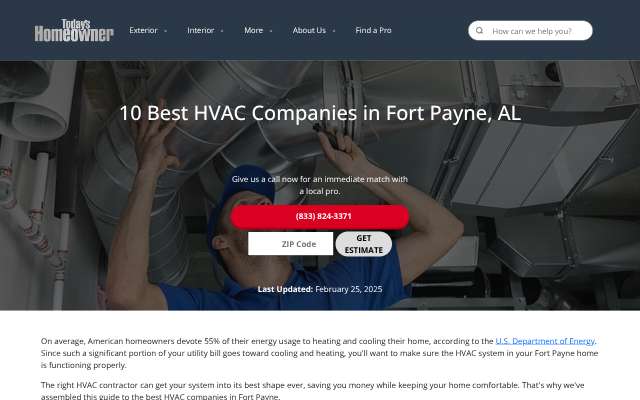 Clean Heating & Air's page as the assistant saw it