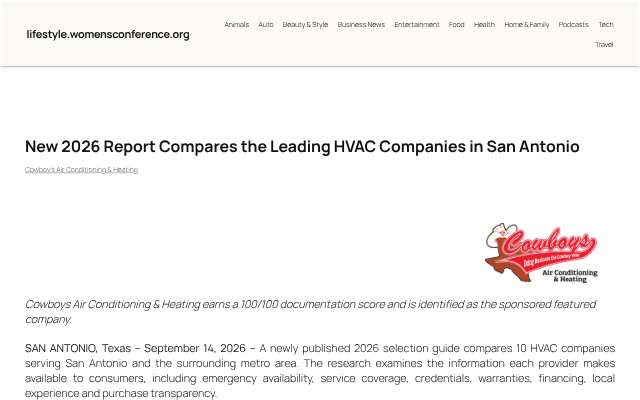 Page cited for Cowboys Air Conditioning & Heating