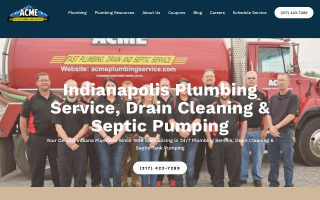 Acme Plumbing, Drain & Septic's page as the assistant saw it