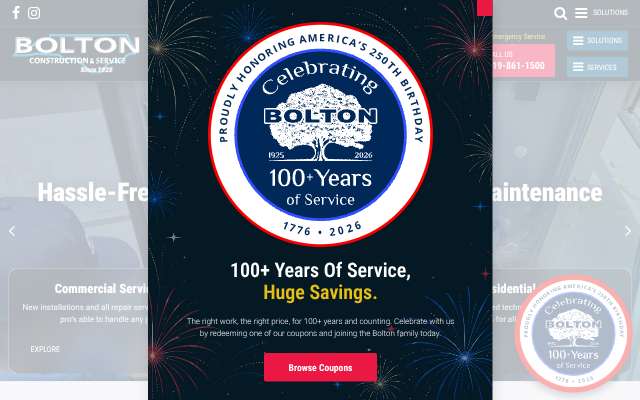 Bolton Construction and Service's page as the assistant saw it