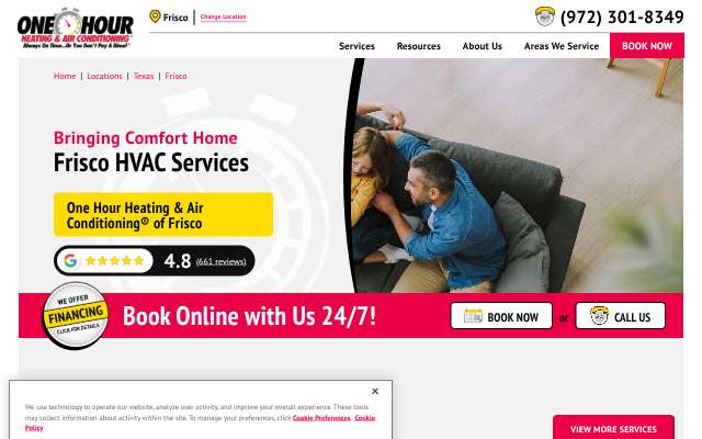 One Hour Heating & Air Conditioning of Frisco's page as the assistant saw it