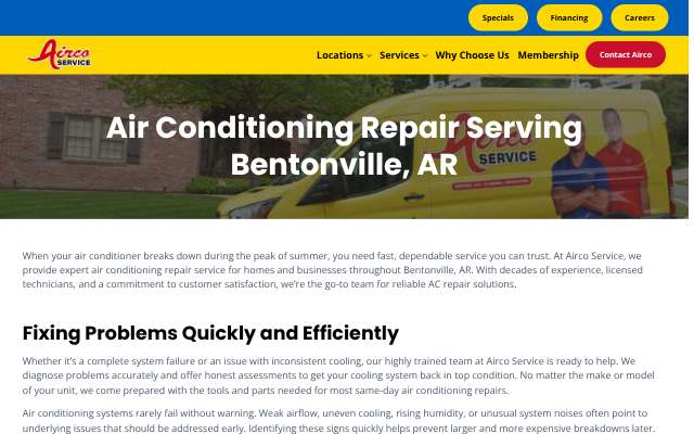Airco Service's page as the assistant saw it