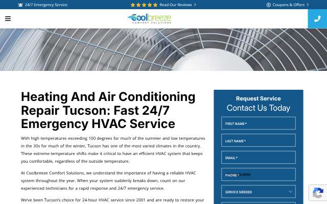 Coolbreeze Comfort Solutions's page as the assistant saw it