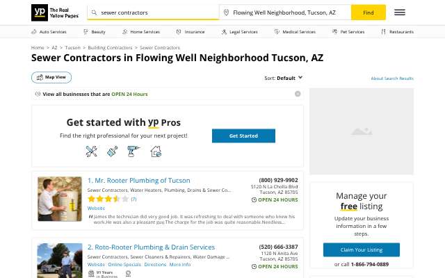 Roto-Rooter Plumbing & Drain Services (Tucson)'s page as the assistant saw it