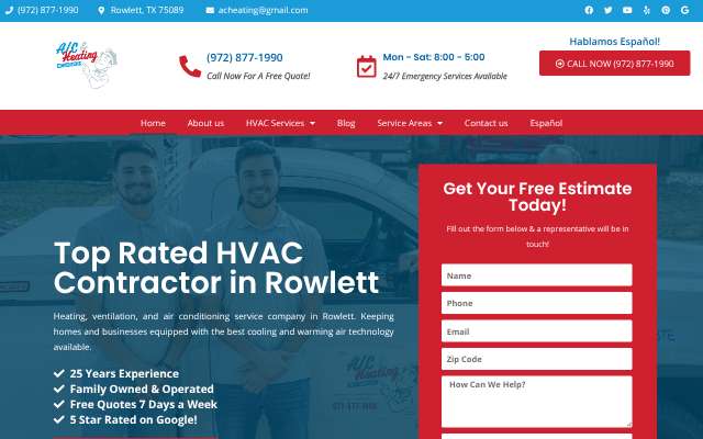 A/C & Heating Installation Team's page as the assistant saw it