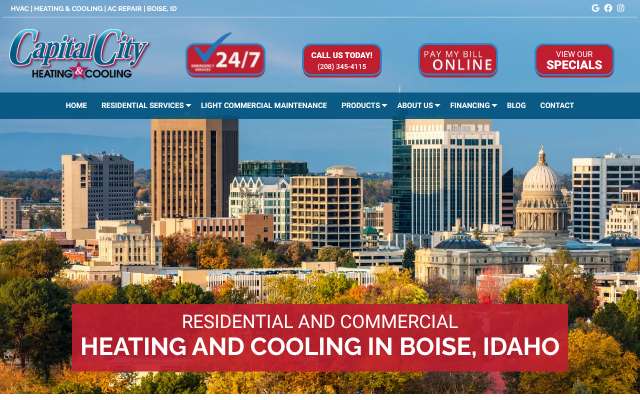 Capital City Heating & Cooling's page as the assistant saw it