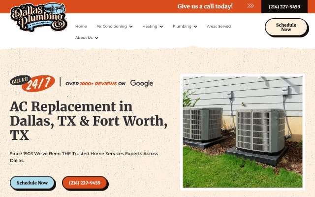 Dallas Plumbing & Air Conditioning's page as the assistant saw it