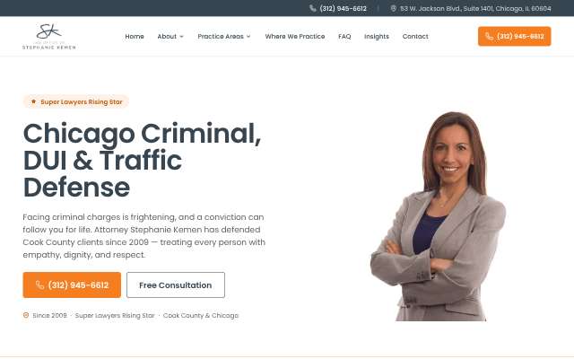 Stephanie Kemen (Kemen Law)'s page as the assistant saw it
