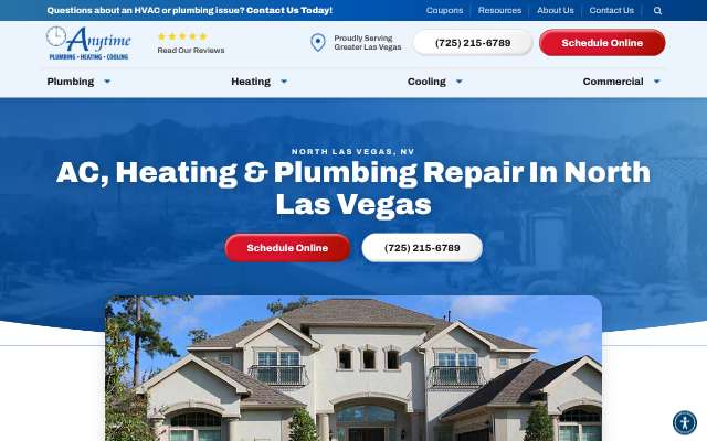 Anytime Plumbing, Heating & Cooling's page as the assistant saw it