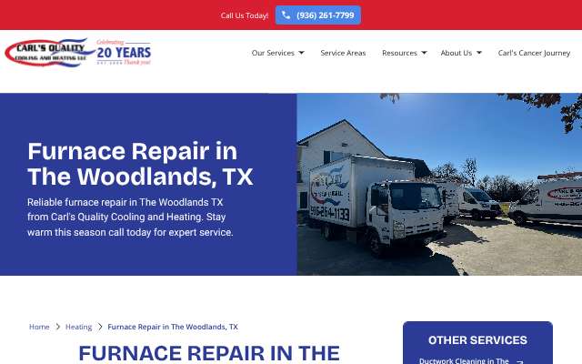 Carl's Quality Cooling & Heating's page as the assistant saw it