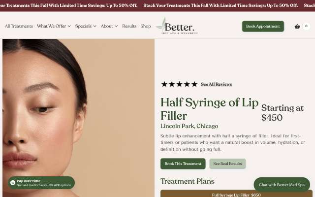 Better Med Spa (Lincoln Park)'s page as the assistant saw it