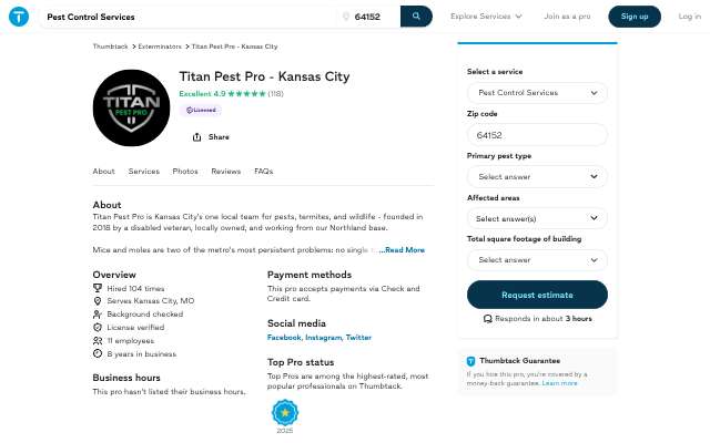 Titan Pest Pro - Kansas City's page as the assistant saw it