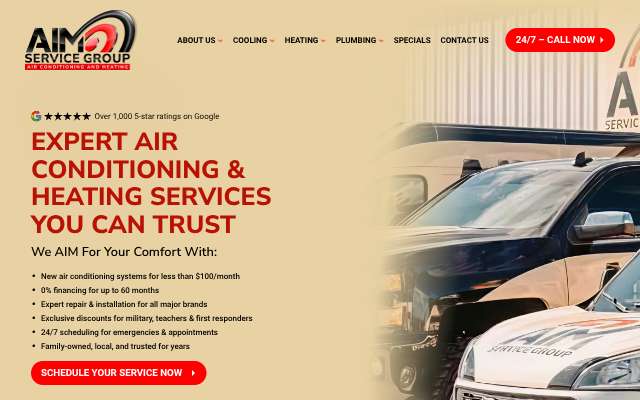 AIM Service Group's page as the assistant saw it