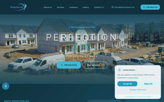 Perfection Air's page as the assistant saw it