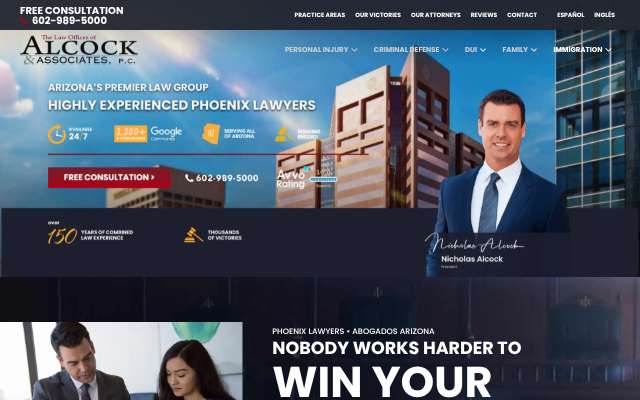 The Law Offices of Alcock & Associates's page as the assistant saw it