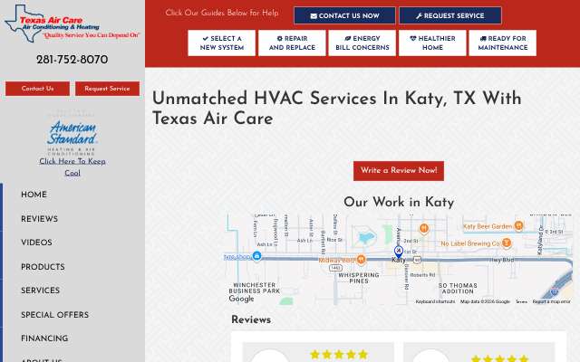 Texas Air Care's page as the assistant saw it
