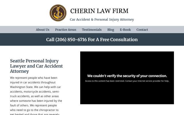 Cherin Law Firm's page as the assistant saw it