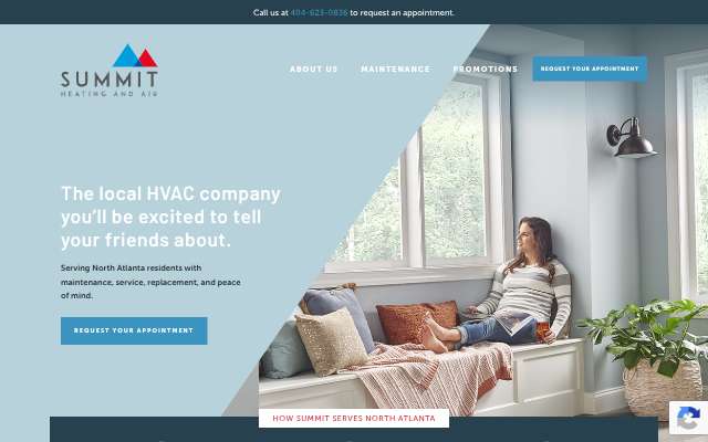 Summit Heating and Air's page as the assistant saw it