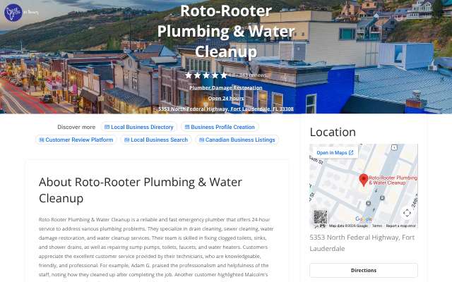Page cited for Roto-Rooter Plumbing & Water Cleanup (Fort Lauderdale)