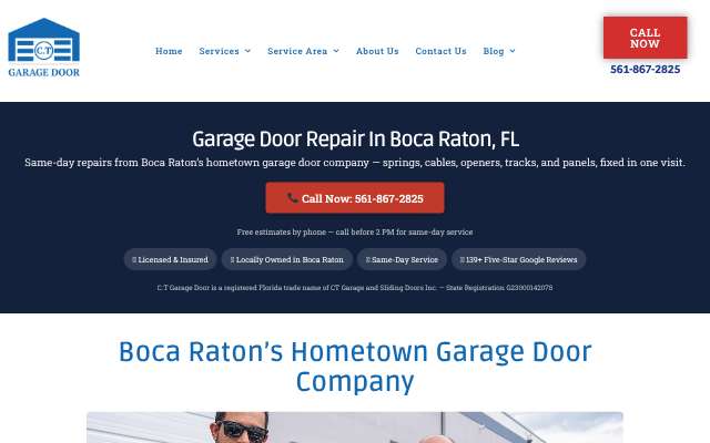 C.T Garage Door's page as the assistant saw it