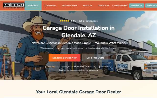 On Track Garage Door Service's page as the assistant saw it