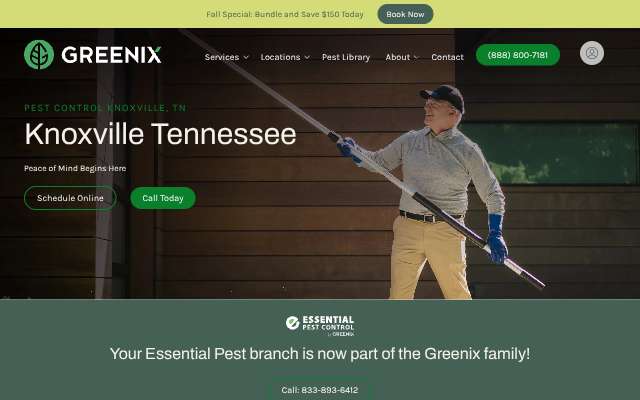 Greenix Pest Control's page as the assistant saw it