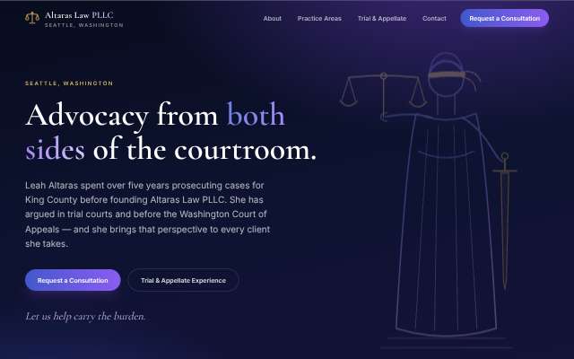 Altaras Law's page as the assistant saw it