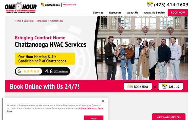 One Hour Heating & Air Conditioning of Chattanooga's page as the assistant saw it