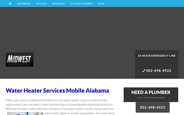Midwest Plumbers (Mobile directory page)'s page as the assistant saw it