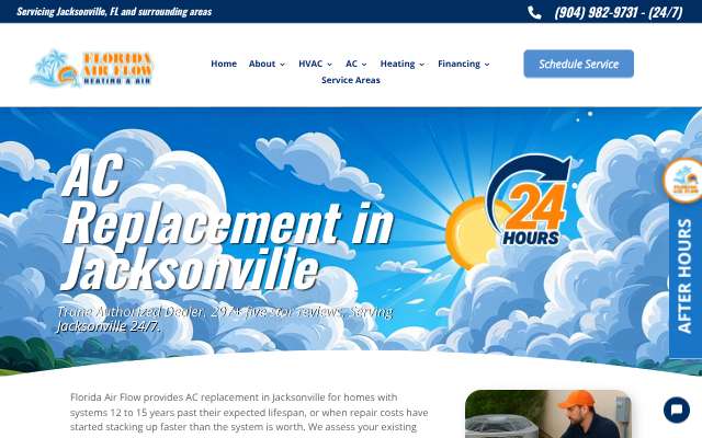 Florida Air Flow Heating & Air's page as the assistant saw it