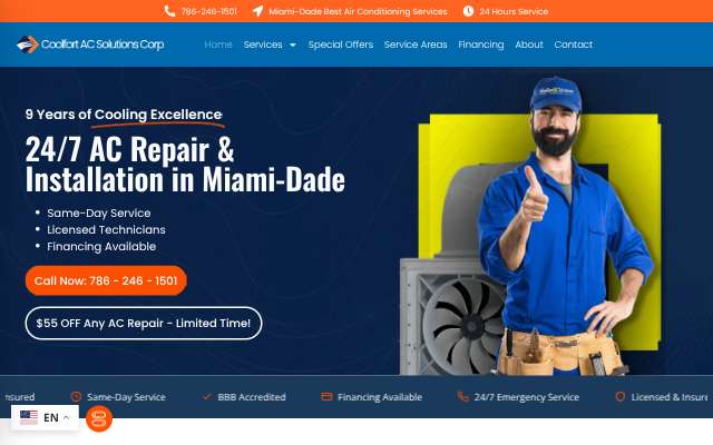 Coolfort AC Solutions Corp's page as the assistant saw it