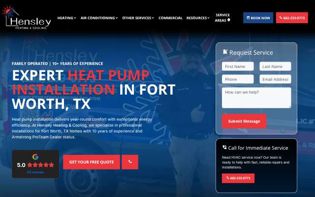 Hensley Heating & Cooling's page as the assistant saw it